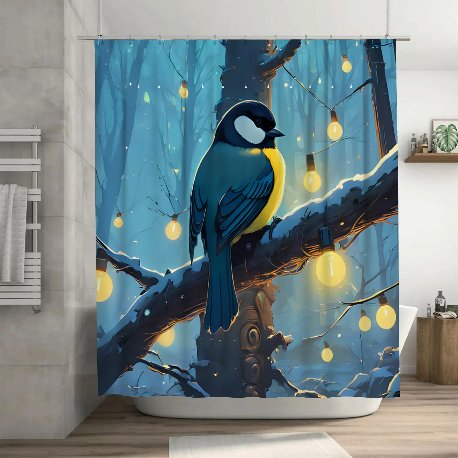 

Зачарованная лесная птица Дизайн Водонепроницаемая занавеска для душа Термостойкая машинная стирка Непрозрачная 180x180 см