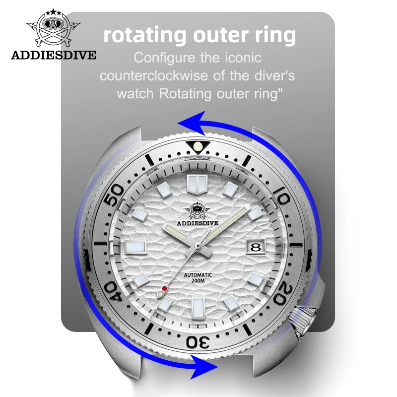 Addiesdive ساعات آلية أوتوماتيكية للرجال الفاخرة NH35A الأعمال مقاوم للماء ساعة الفولاذ المقاوم للصدأ الترفيه الغوص ساعات المعصم