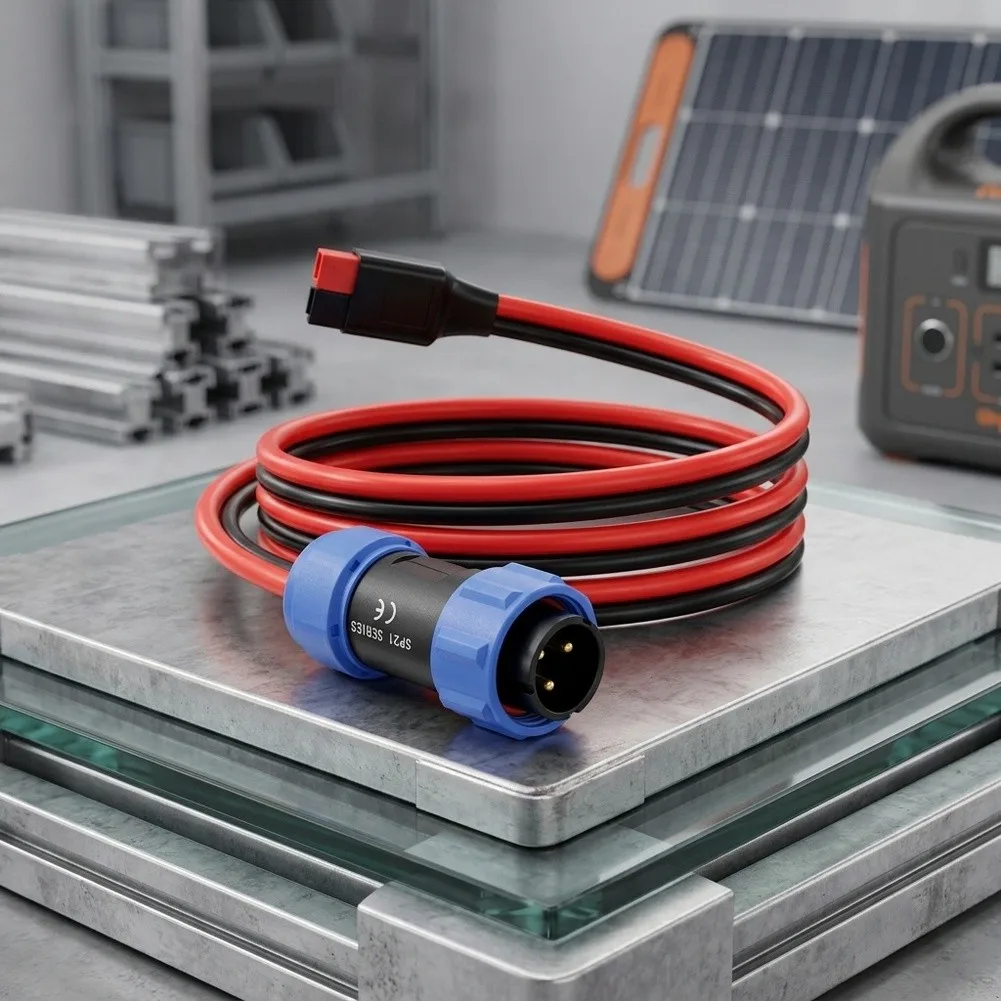 12V 30A Photovoltaic Cable Featuring Aviation Male Connector 12AWG Tinned Copper 1m Length Compatible with AC200MAX EP500 Pro