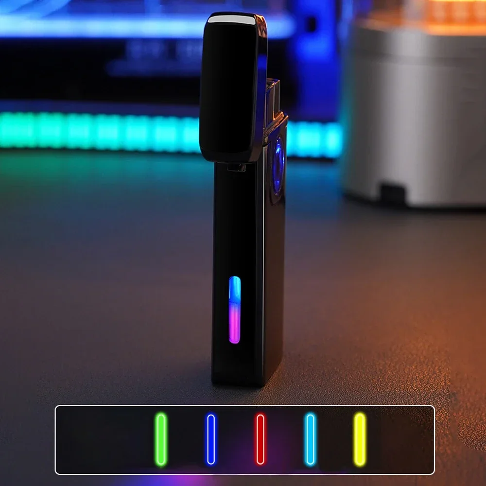 Electronic Dual Arc Flameless Rechargeable Lighter Variable Color Jet Flame Turbo Butane Gas Lighter Touch Screen Plasma Lighter