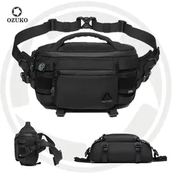 OZUKO New Multi-functional Men's Waist Pack Outdoor Tactical Sports Waterproof Men's Senior Chest Bag Crossbody Bag