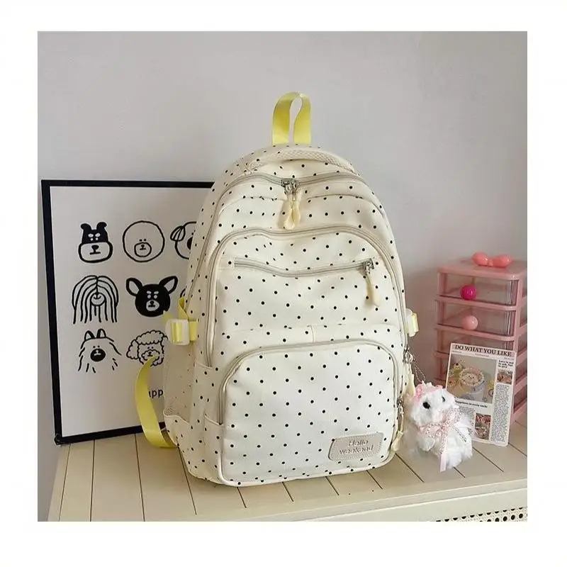 Nylon-Rucksack-Set mit Polka Dots, mehrere Fächer, Reißverschluss, Mädchen-Rucksack-Set, Aufbewahrung von Schreibwaren, Studentenrucksack, Mädchen-Geschenke – Detail 28