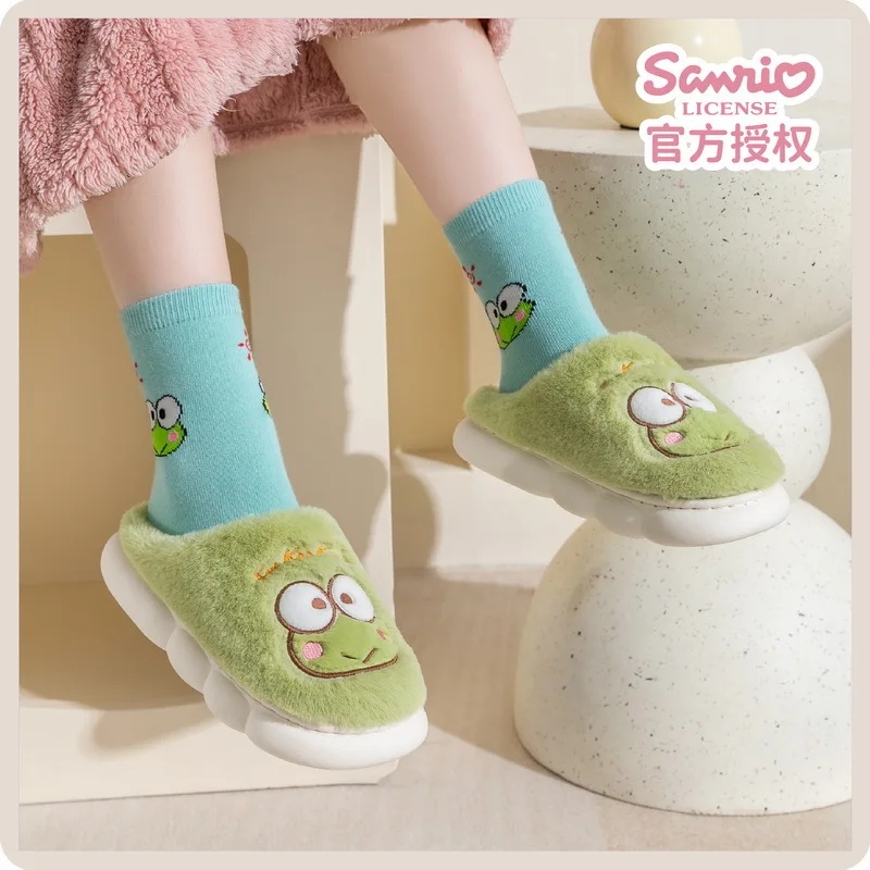 Sanrio My Melody Cinnamoroll Kuromi Cotton Slippers Suitable for Parents and Daughters and For Little Girls in Autumn and Winter