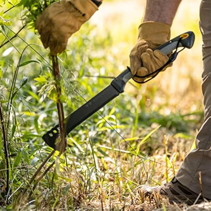 WOODLAND TOOLS Co. Super Duty Brush Axe with Sheath Clearing Machete Bushcraft Billhook Sickle Trail Maintenance Camping Huntin