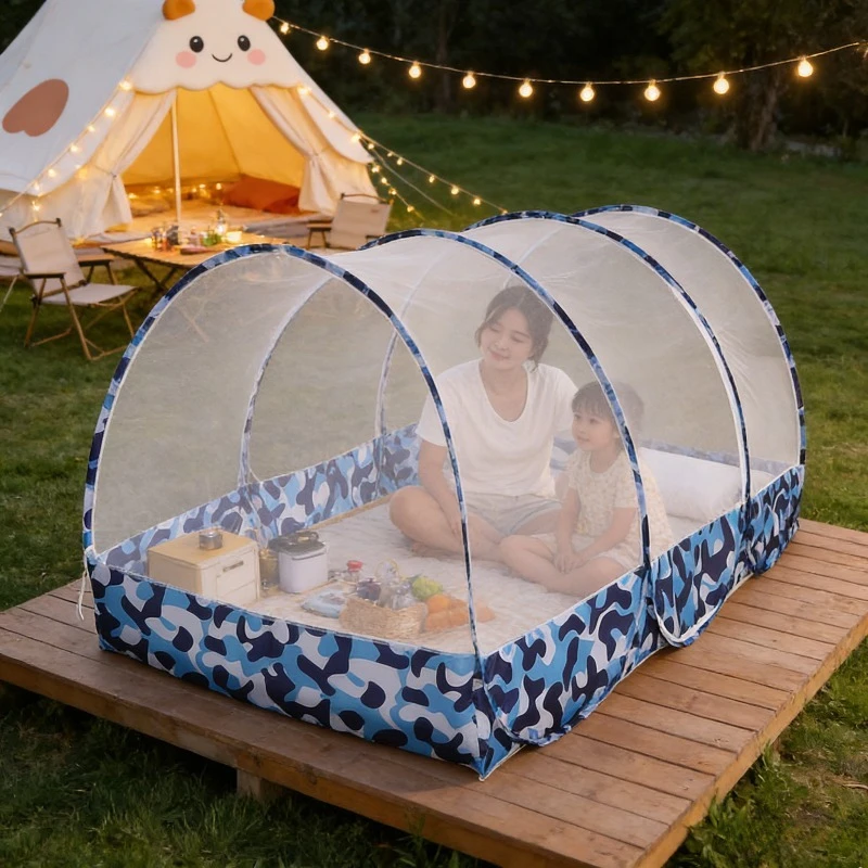 360° Full Protection Mosquito Net Spacious PopUp Bed Tent NoPole Foldable Design Breathable Mesh Bed Canopy for Bedroom Camping