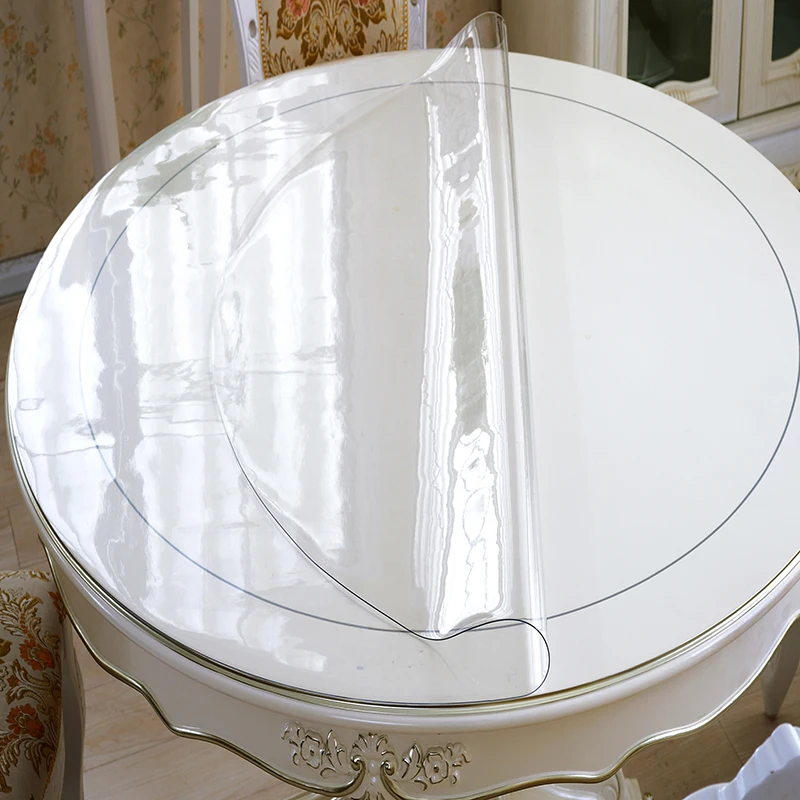 1.0 mm Round Transparent Table Cloth Film Protection Pad Soft Glass Tablecloth Dining Oilprpoof Waterproof  Desk Protector