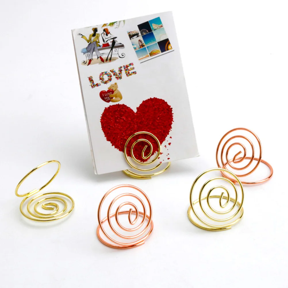 24 Pcs Desktop Note Holder Photo Heart Shape Clips Table Number Holders Folder Golden