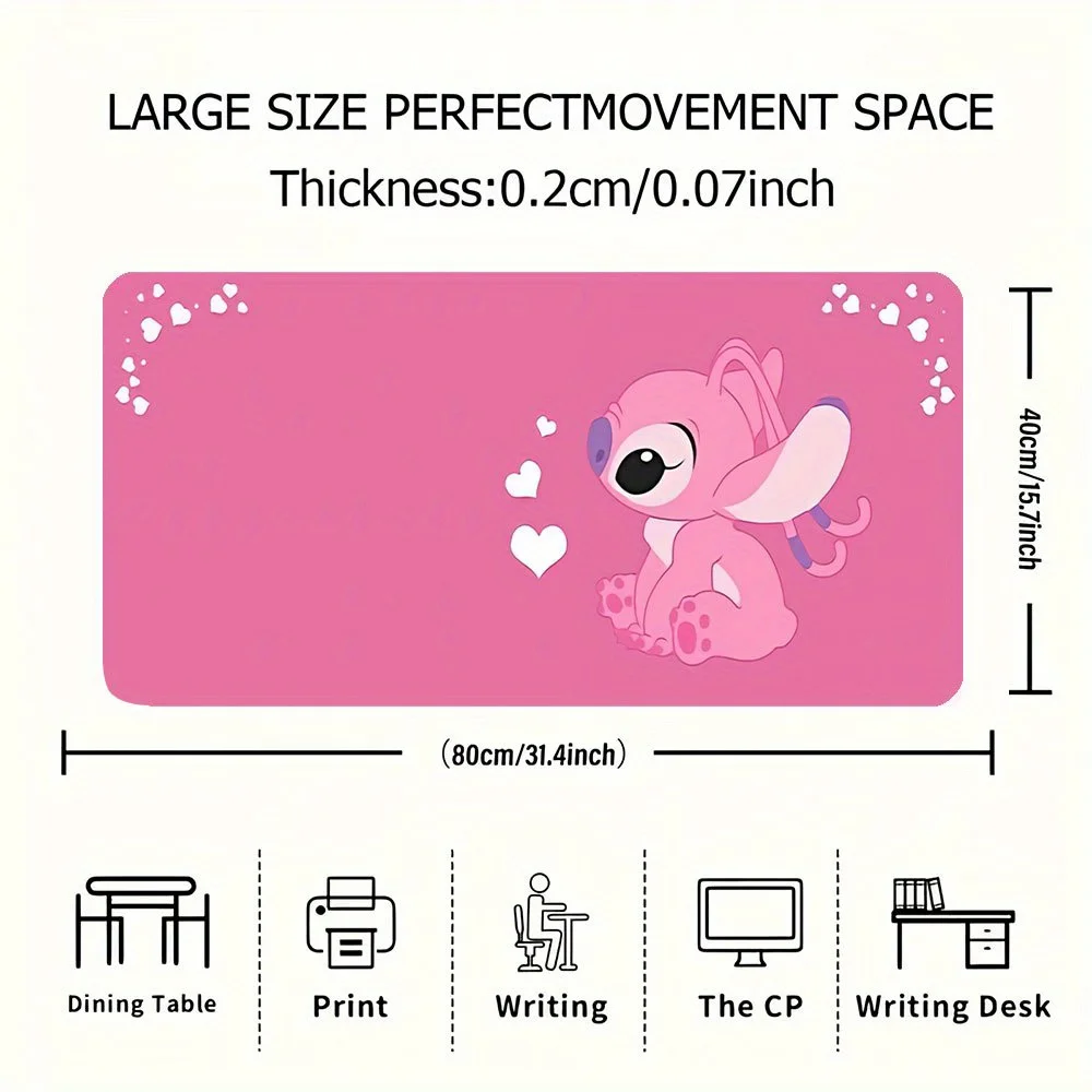 (Authorized) [Easter] [Ramadan] Disney 1pc Mouse Pad Featuring Stitch - Washable Rubber Extended Desk Mat with a Non-Slip Base -