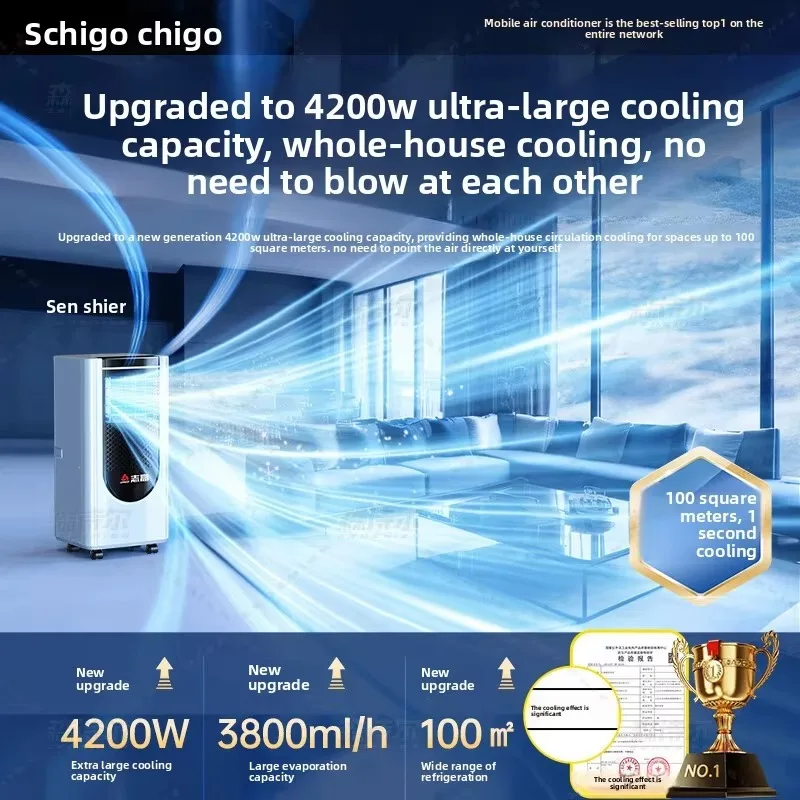 Mobile Air Conditioner Single-Unit Cool-And-Heat Model No Outdoor Unit Compact Portable 3500W Dehumidification Home Rental