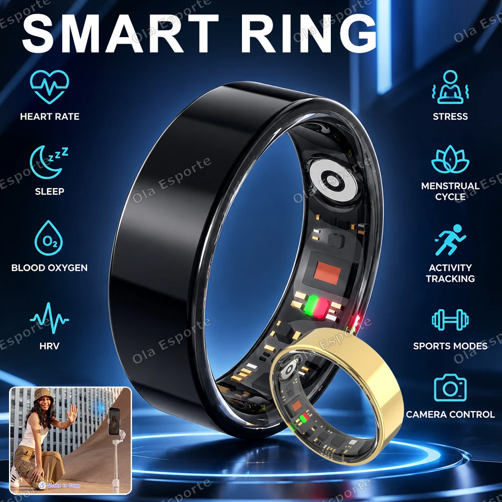 Smart Ring Heart Rate Sleep HRV/Pressure testing Monitoring Smartring IP68 & 5ATM Waterproof Multi-sport Smartring Man Women R02