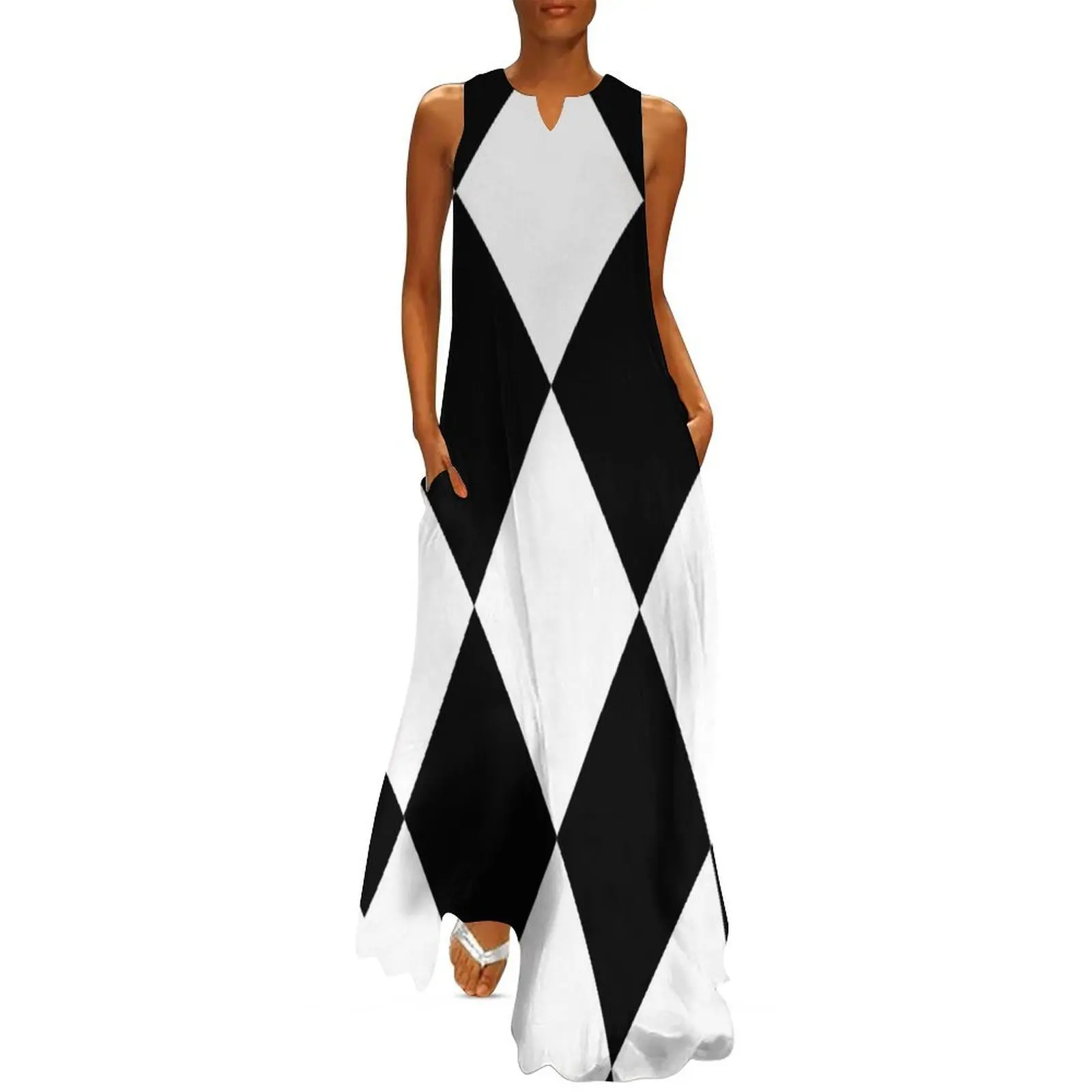 

Black And White Harlequin Long Dress elegant dresses for women womens clothing elegant women's dresses sale women party dresses