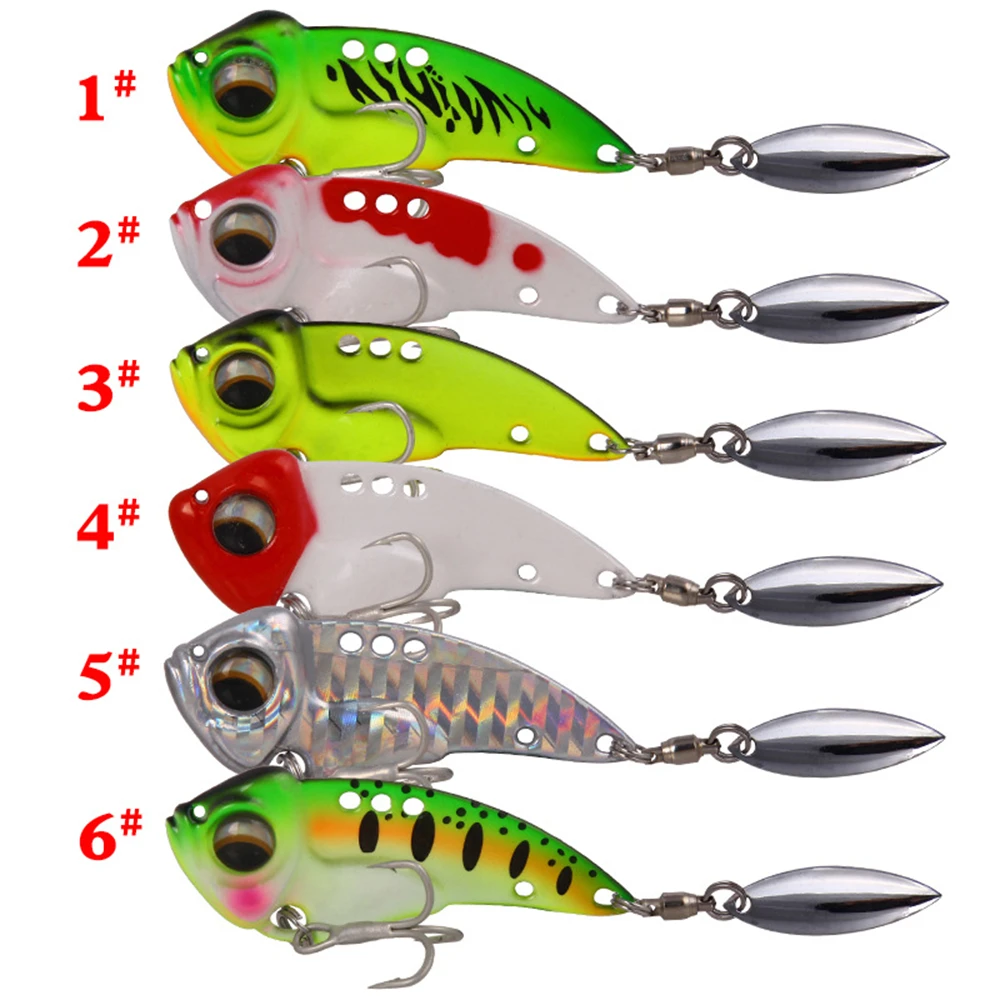 8.5-17g 4.5-6cm Fishing Metal VIB Hard Lure with Spoon Spinner 3D Eyes Vivid Vibrations Fishing Lure Bait Fishing Tackle