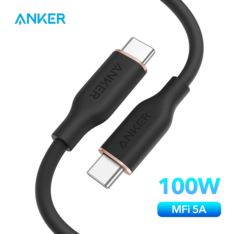 Anker-Cable Usb tipo C Powerline III Flow, 100W, carga rápida, 2,0, para iphone 15/15 pro/14/14 pro, Samsung Galaxy