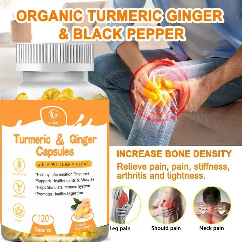 Vitality Turmeric Ginger Black Pepper Capsules Promote Heart Health Digestion Anti-Inflammation Relieve Joint Pain