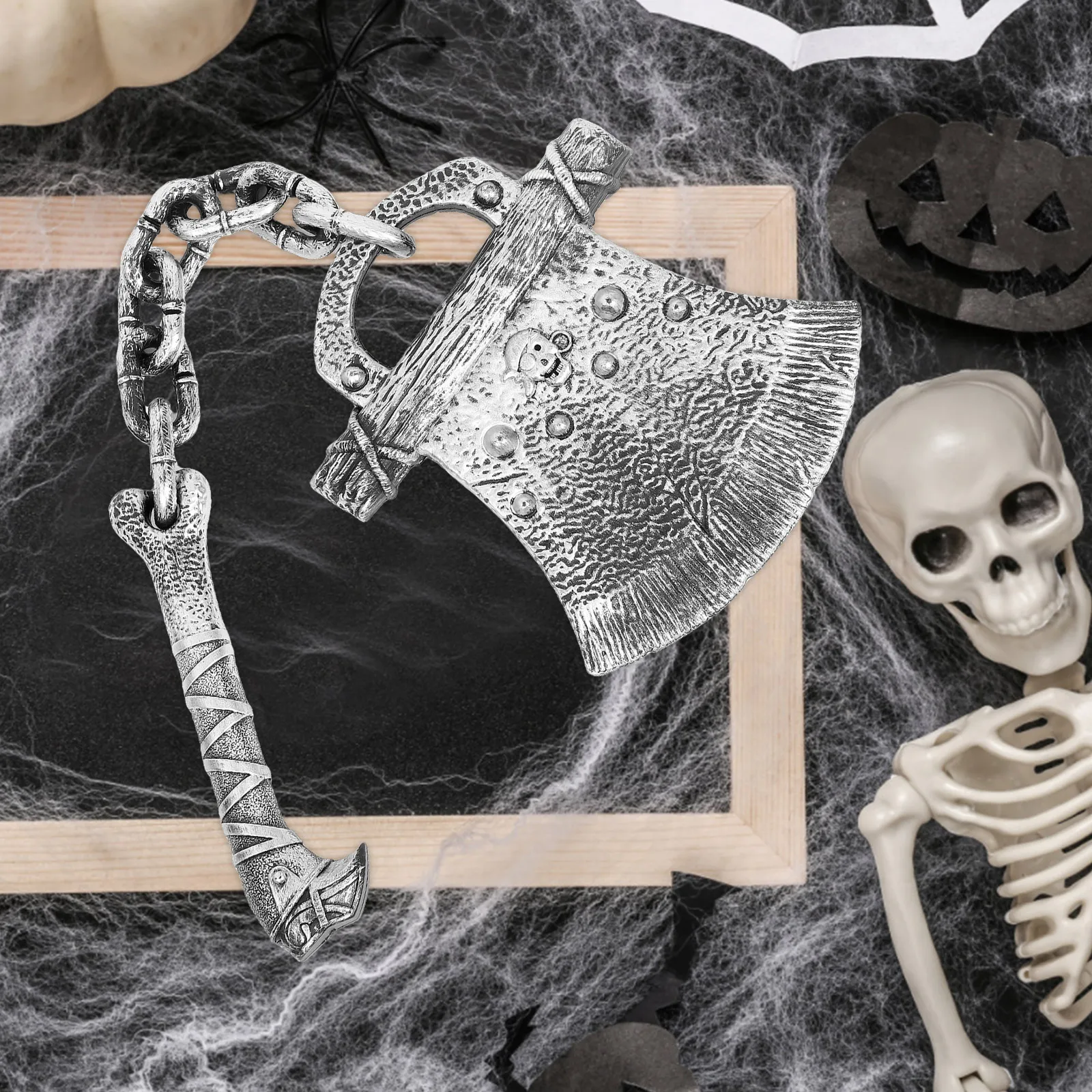 

Pirate Hook Prop with Skull Chain Axe Decorative Accessory for Halloween Party Cosplay Event Costume Role Play Decoration