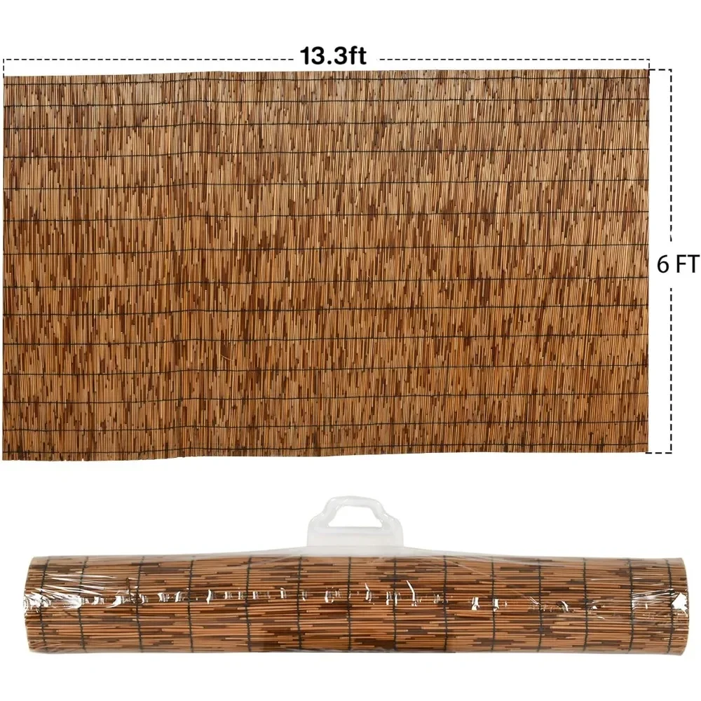 Natural Reed Fencing, Eco-Friendly Reed Fence, 6 feet High x 13.3 feet Long, Reed Screen for Garden, Privacy Fence