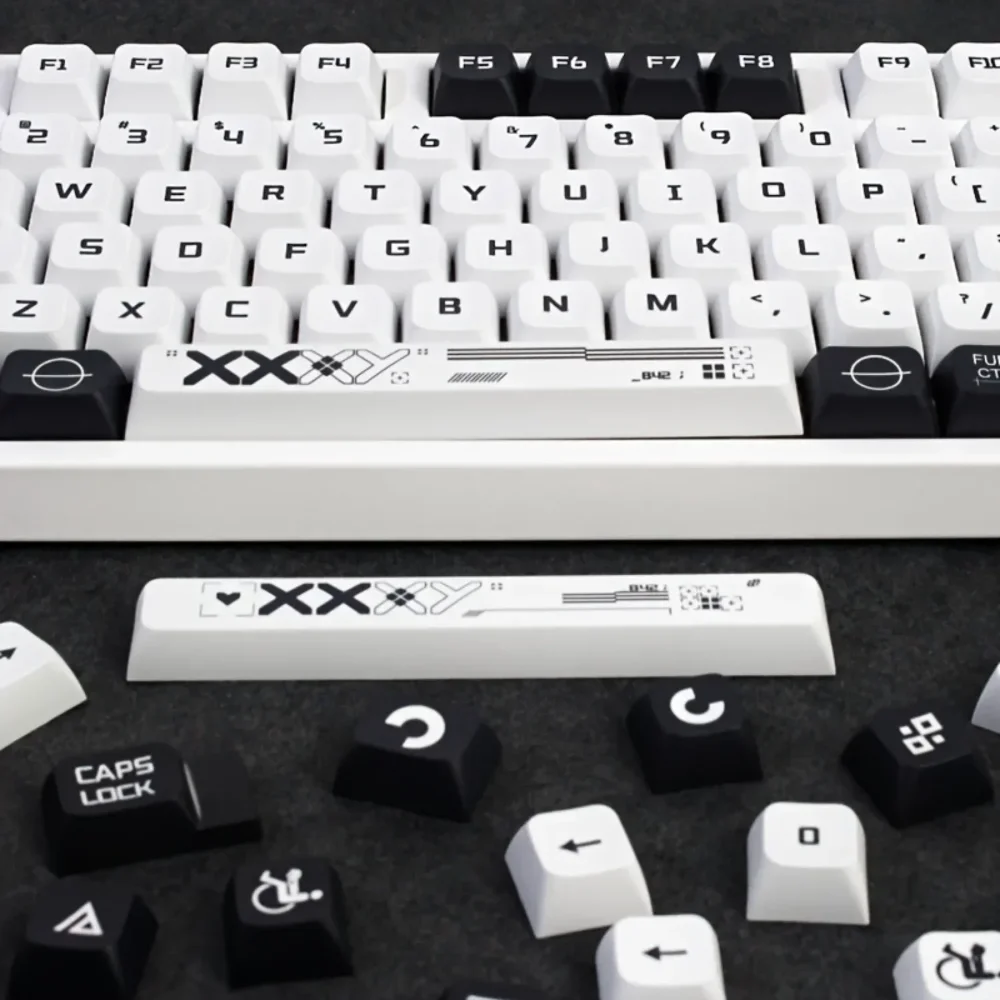 

XDA Keycap 118 key PBT Dye Sublimation Black and White Keycap Set, for DIY Custom Mechanical Gaming Keyboard Keycaps