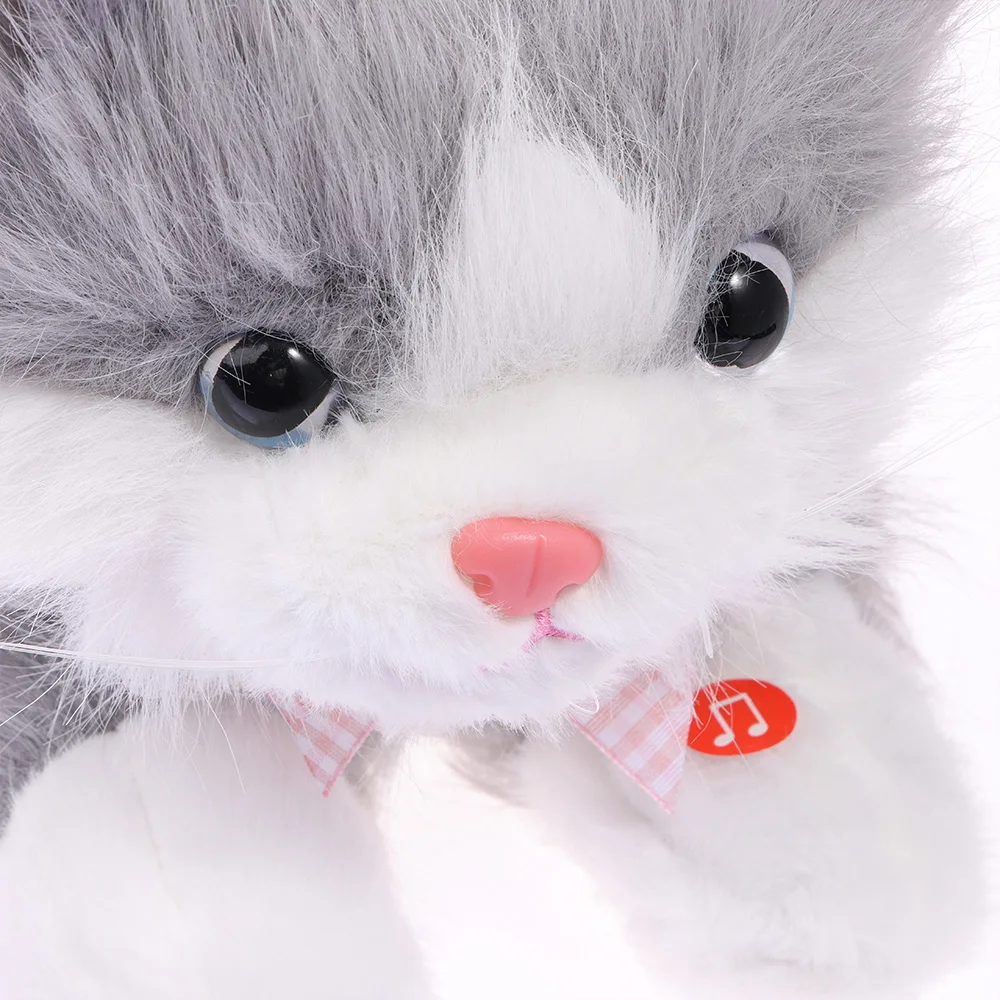 New Soft Simulation Cat Voiced Fluffy Realistic Cat Cute Cartoon With Bib Simulated Kitten Model Home Decor