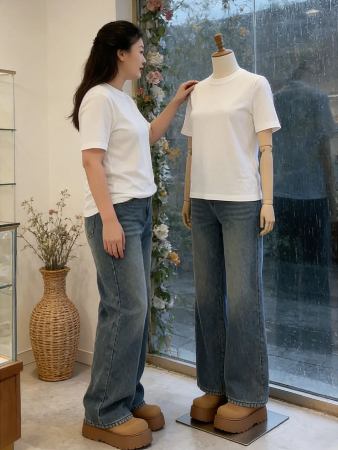 

Loose Straight American Sle Jeans plus Size Women's Spring Pants Pear Body ape Wide Leg Pants Breathable Comfortable