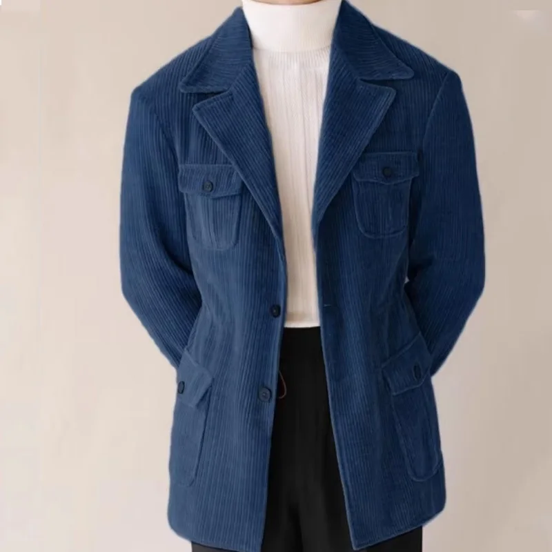 Trajes Vintage de pana para hombre, chaqueta ajustada a la moda para novio de negocios, fiesta de boda, graduación, esmoquin para hombre, chaqueta de invierno personalizada, gran oferta