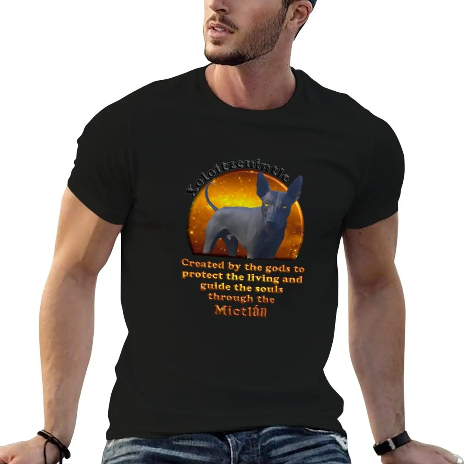 Camiseta amarilla Xoloitzcuintle Dog, camiseta de algodón para hombre, camisetas de algodón suave para hombre, camiseta con estampado personalizado