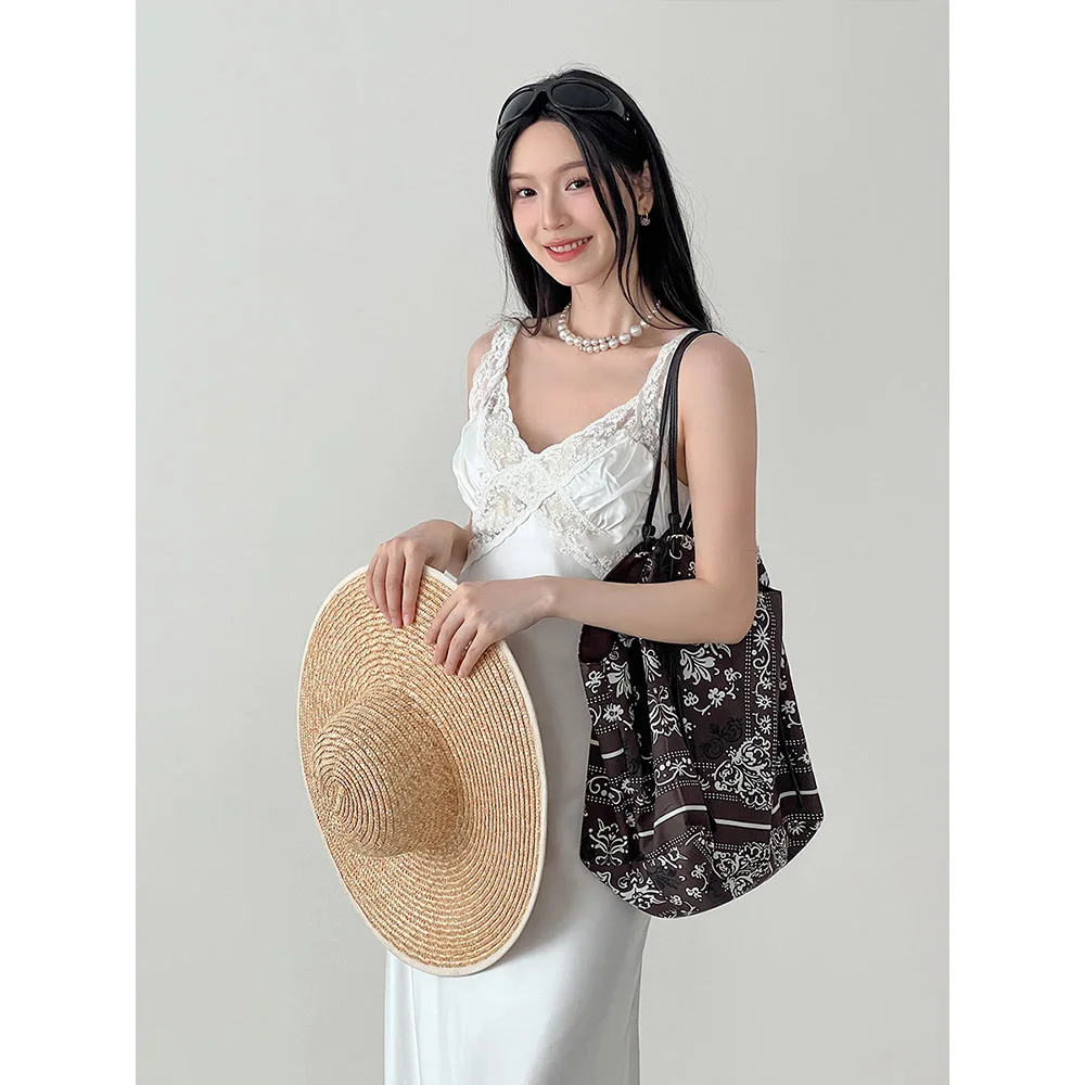

Large Capaci Floral Print Tote Bag Women's Bag Spring 2025 New Sle Canvas Buet ape Single oulder Handbag