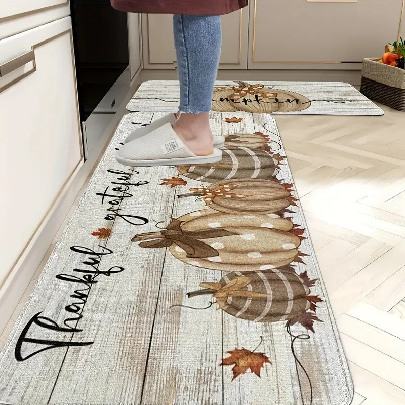 

1PC Pumpkin Kitchen Rug Non-Slip Door Mat Pop design Bathroom Rug Bath Mat Carpet for Home Sink Laundry Decoreeree