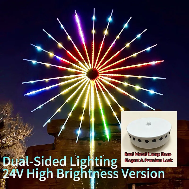 Outdoor Courtyard RGB Firework Lights, Sound Sync Dancing, APP Programmable, Sound Activated, Built-in Dual Speakers