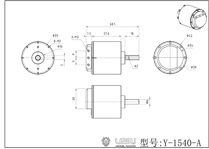 RC 1/14 Metall-Hydraulikmotor für Tamiya Hydraulikbagger, Lader, Muldenkipper, SCANIA, MAN, VOLVO Anhänger, Kipper, DIY-Teile – Detail 4