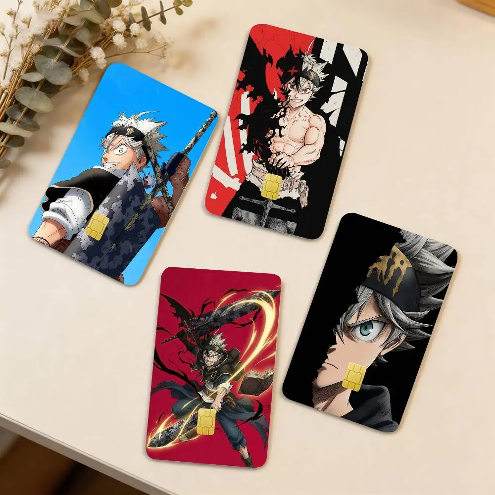 B-Black Clover A-Asta 4pcs 1Set Film Skin for Debit Credit Bank Visa Card Decal Cover