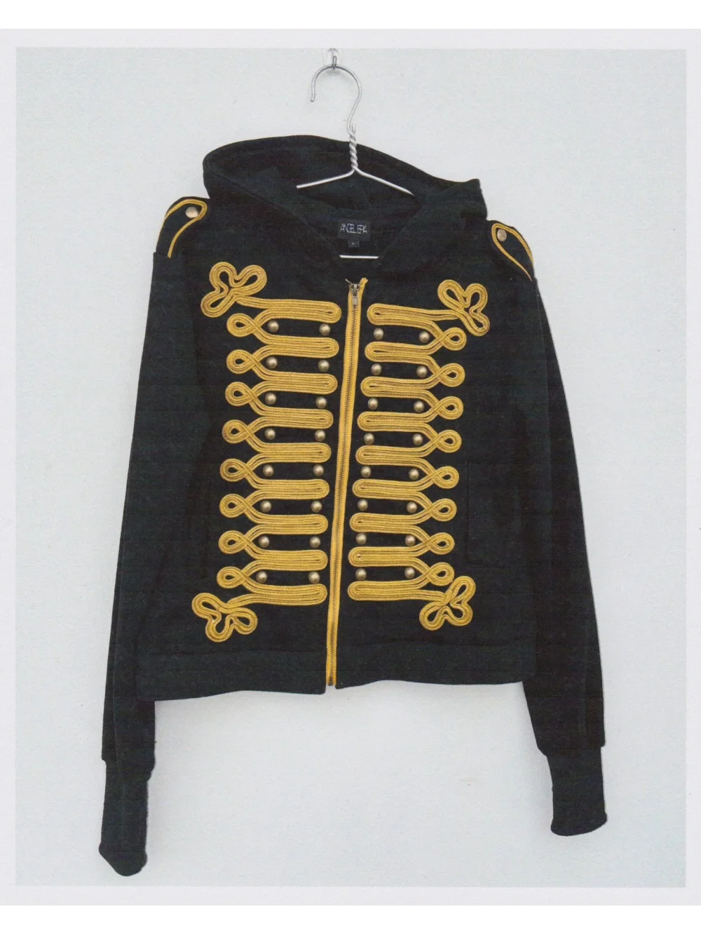 Napoleon retro style zipper hoodie, three-dimensional embroidery design, metal decoration, Autumn/Winter fashion casual hoodie