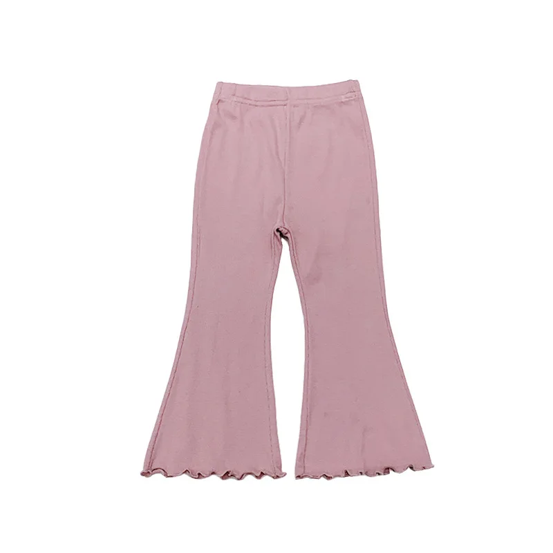 

deer jonmi 2023 Spring New Korean Style Baby Girls Knitted Flare Pants Elastic Solid Color Toddlers Kids Wide Leg Trousers