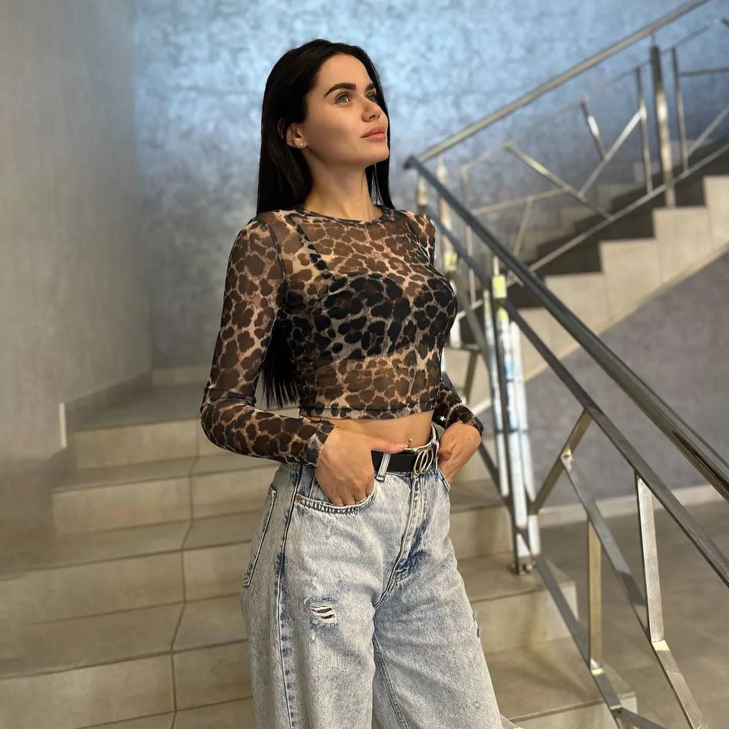 Spice girl leopardo impressão malha Top feminino, perspectiva sexy, verão, novo