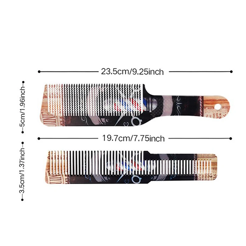 이발소 전문 레트로 프린트 플랫 탑 클리퍼 빗, 미용실 스타일링 도구, 남성 여성 헤어 커팅 빗