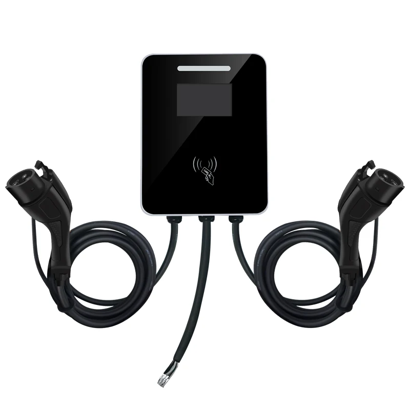 

14KW Dual EV Charger Wall Mounted LED Indicator Type 1 Double Plug