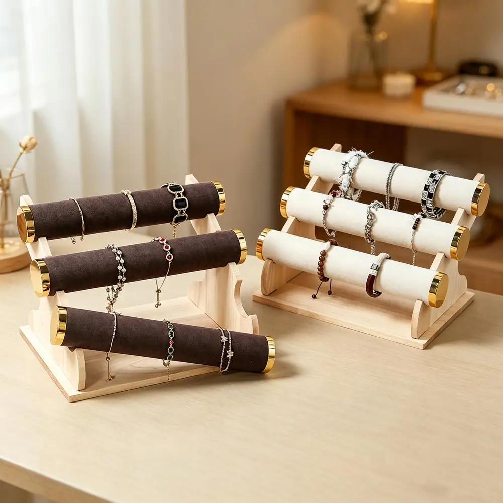 Wooden Bracelet Holder Multi-Level Wrist Jewelry Organizer Detachable Bracelet Stand for Bangles Watches Display Storage