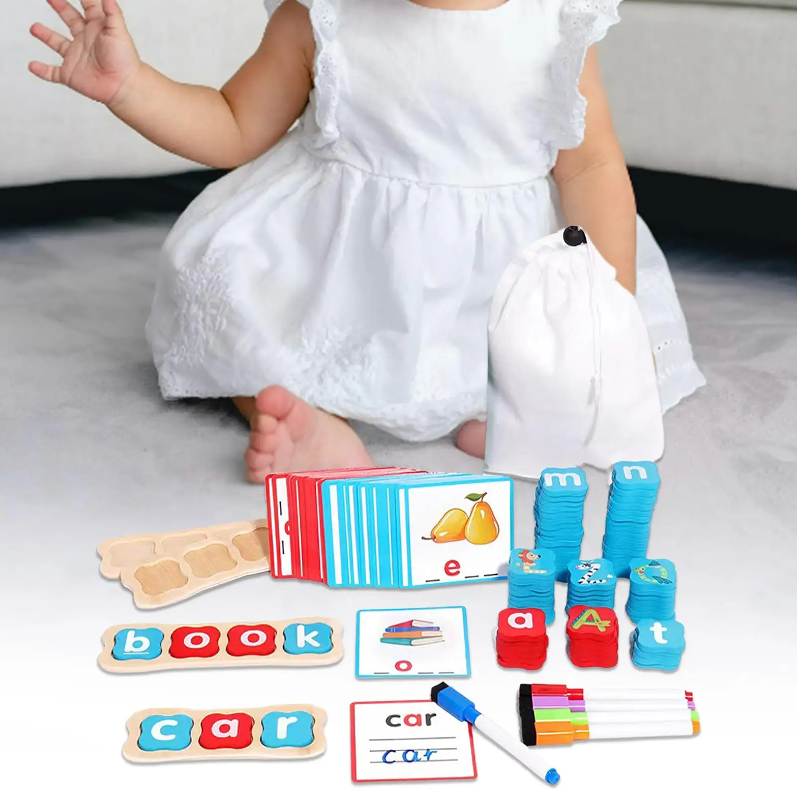 

Деревянные орфографические игры с сумкой для хранения, доска-головоломка с алфавитом для детей