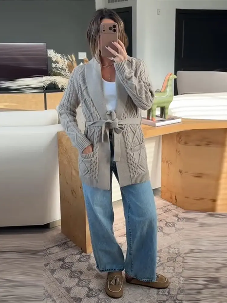 Automne hiver pull manteau femmes solide Cardigan simple boutonnage pull femmes à manches longues col en v poche tricoté pull