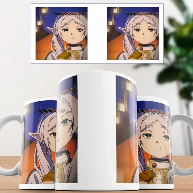 Ceramic Mug for Frieren Himmel Anime Pattern 330Ml Bedroom Office Tea Water Cup Ceramic Breakfast Cup Coffee Cup Birthday Gift