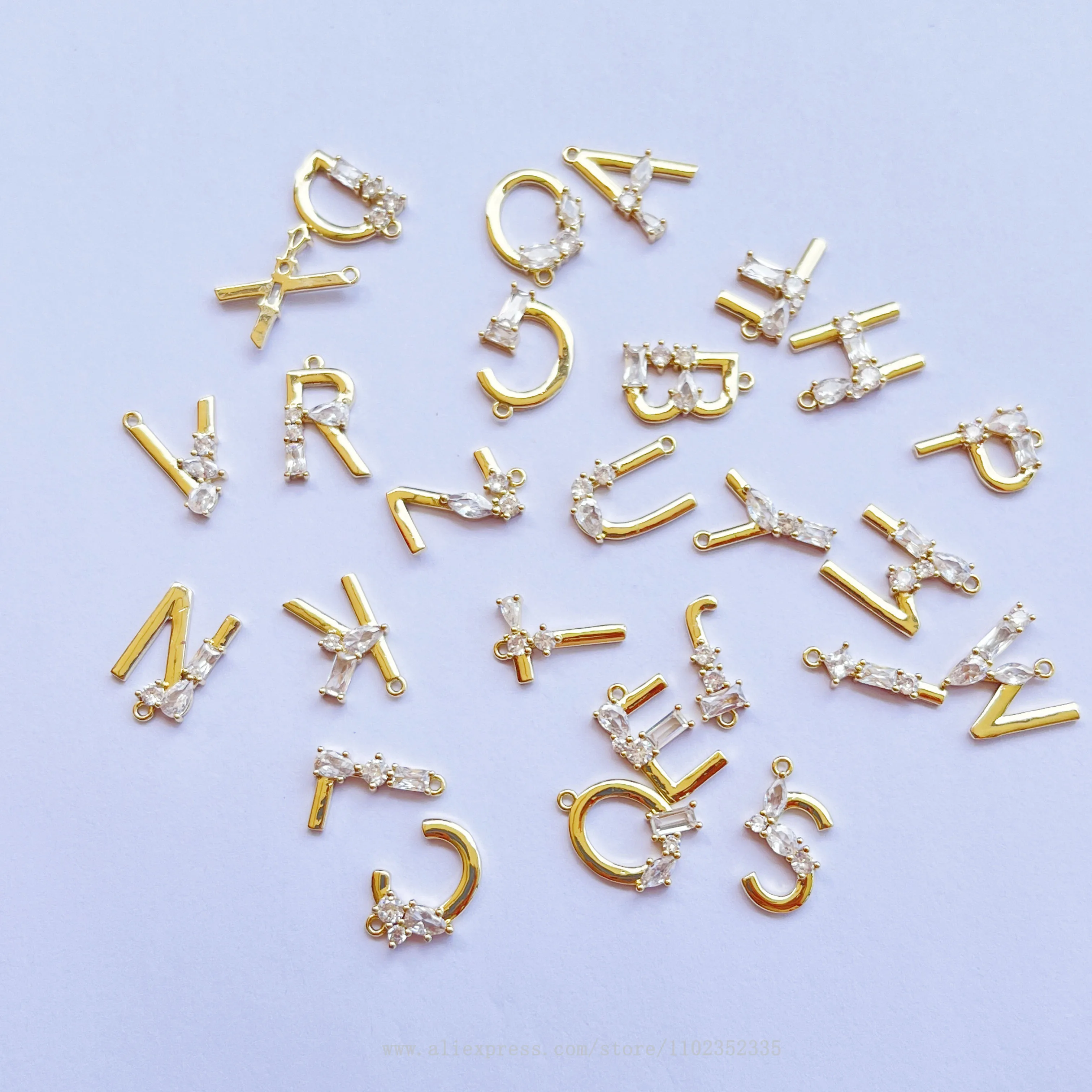 5 قطعة/الحقيبة حساسة الذهب والفضة 26 قلادة بحرف أنيقة مايكرو تمهيد غير النظامية قطرة الماء مربع دلاية من حجر الزركون لتقوم بها بنفسك اكسسوارات