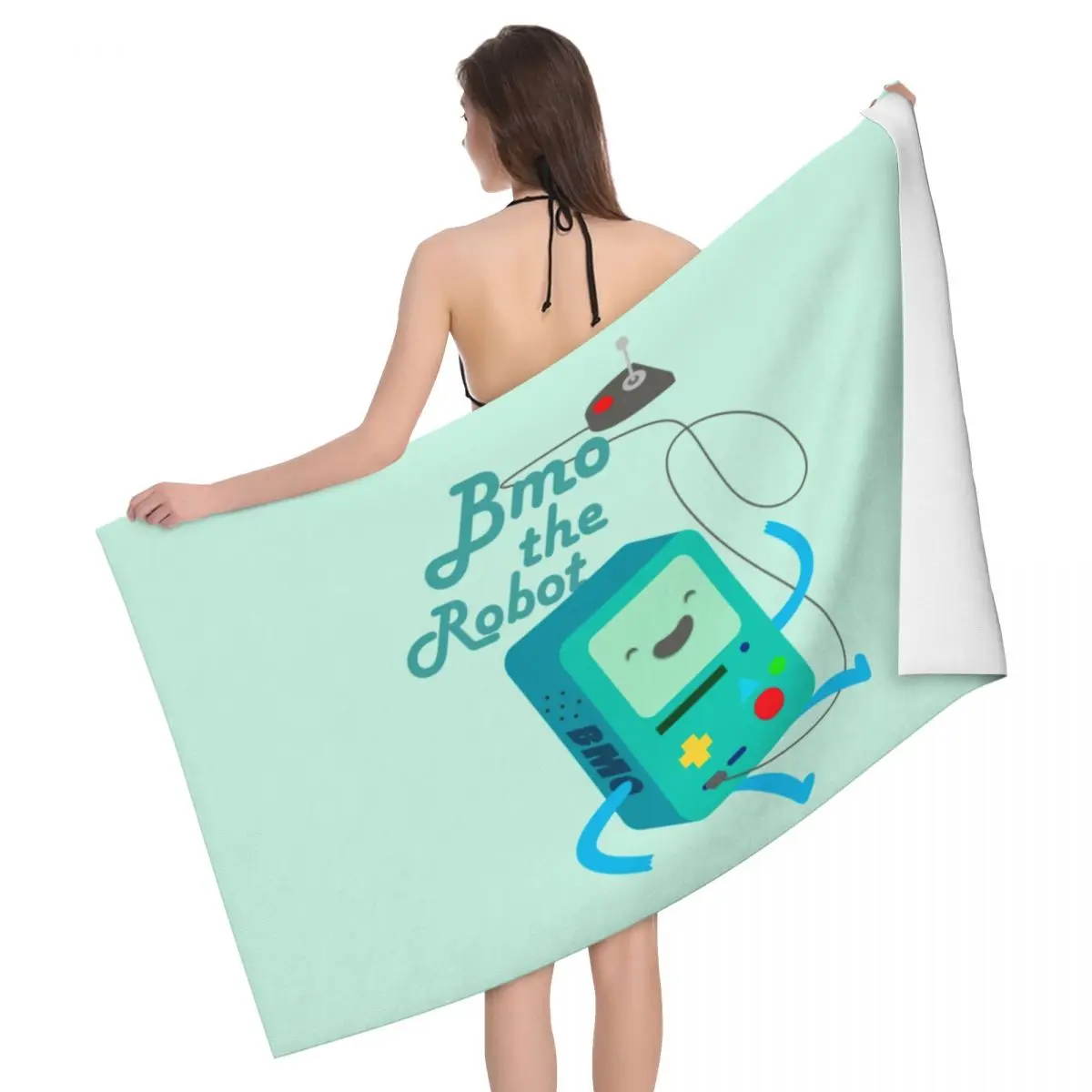 

Custom BMO The Robot Bath Beach Towel Microfiber Adventure Time Travelling Swimming Camping Towels