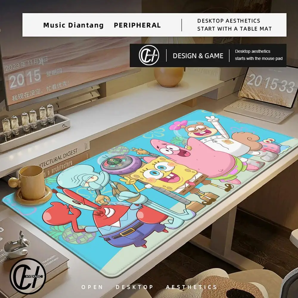 

HYBXAXC Computer Mouse Gaming Accessories Large Mause Pad Printing Deskmat Keyboard Pad S-SpongeBob SquarePants Mausepad Kawaii
