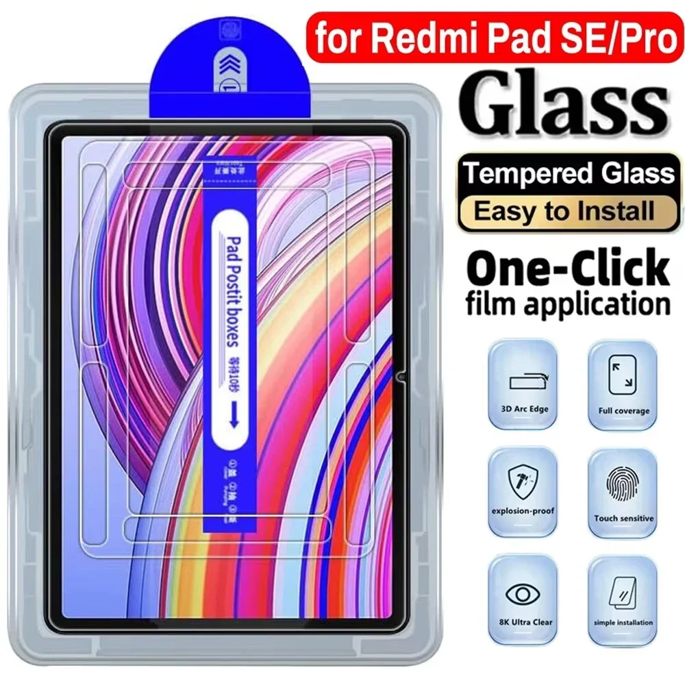 

Easy To Install Tempered Glass Screen Protector For Redmi Pad SE 8.7 4G Pro 5G Pro12.1 2024 SE 11 Xiaomi Pad 8 7 5 6 6S Pro 12.1