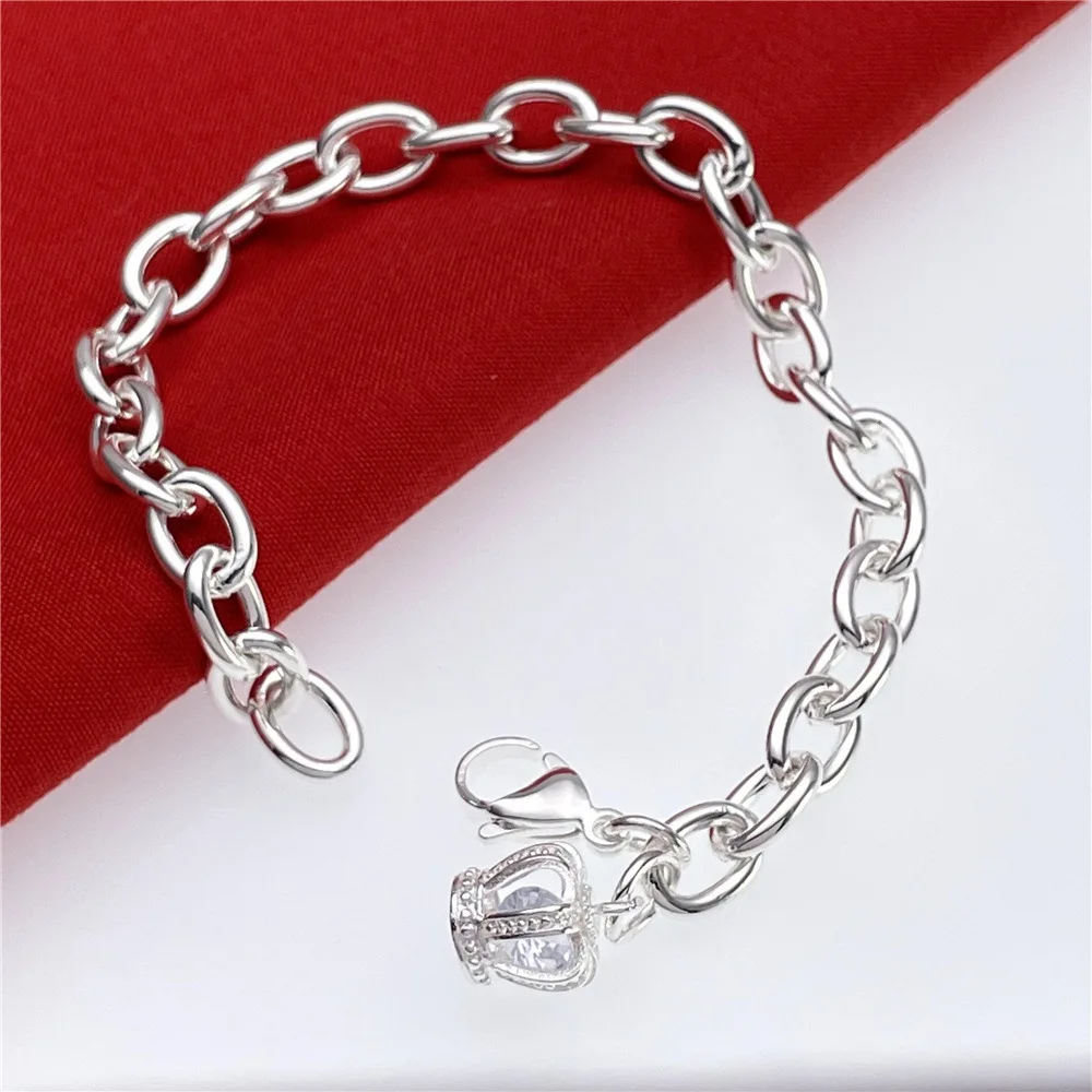 أساور كريستال كلاسيكية من الفضة الإسترليني عيار 925 على شكل تاج للنساء، مجوهرات عصرية وإكسسوارات بوتيك وهدايا الحفلات والعطلات #1