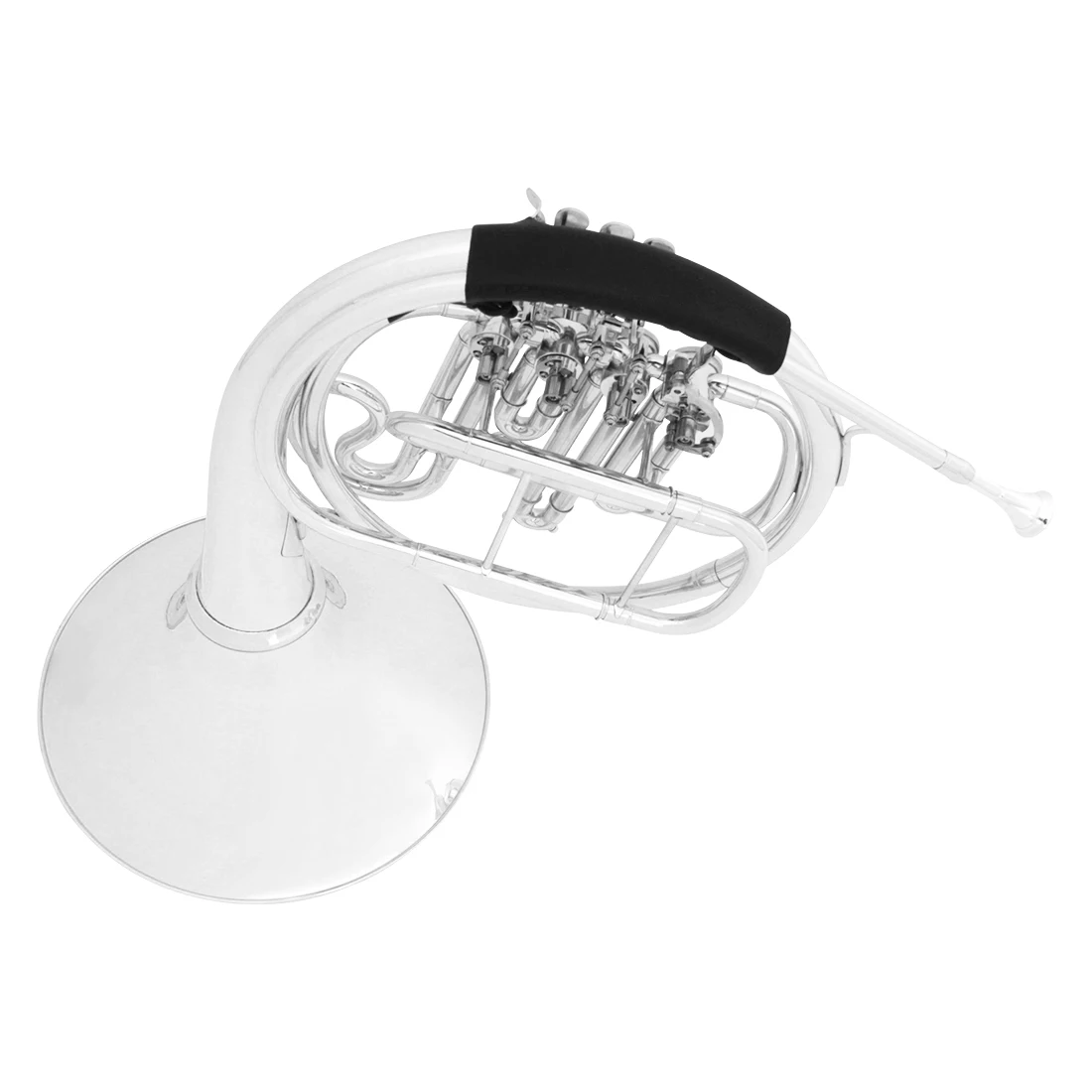 سليد ب ♭   القرن الفرنسي - 4 مفاتيح نحاسية قابلة للفصل، مطلية بالفضة، جرس أكبر من الدرجة الاحترافية مع مجموعة تنظيف لقطعة الفم