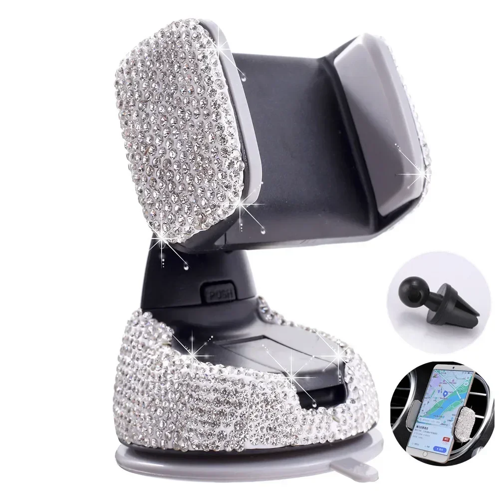 2025 Diamond Cell Phone Holder for Car Phone Mount Pink Flexible Table Stand Mount Bling Car Accessories Interior Woman