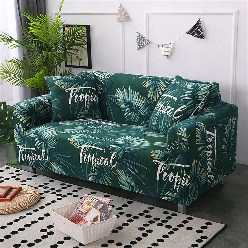 Geometry Flower Plant Sofa Cover Plant Elastic Full Cover 3 Seater Sofa Covers Home Decoration Adjustable Elastic Sofas Covers