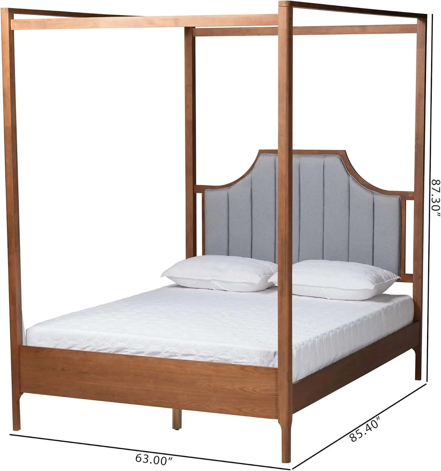 Cherokee Plataforma Canopy Bed, Queen, cinza claro, Ash Walnut