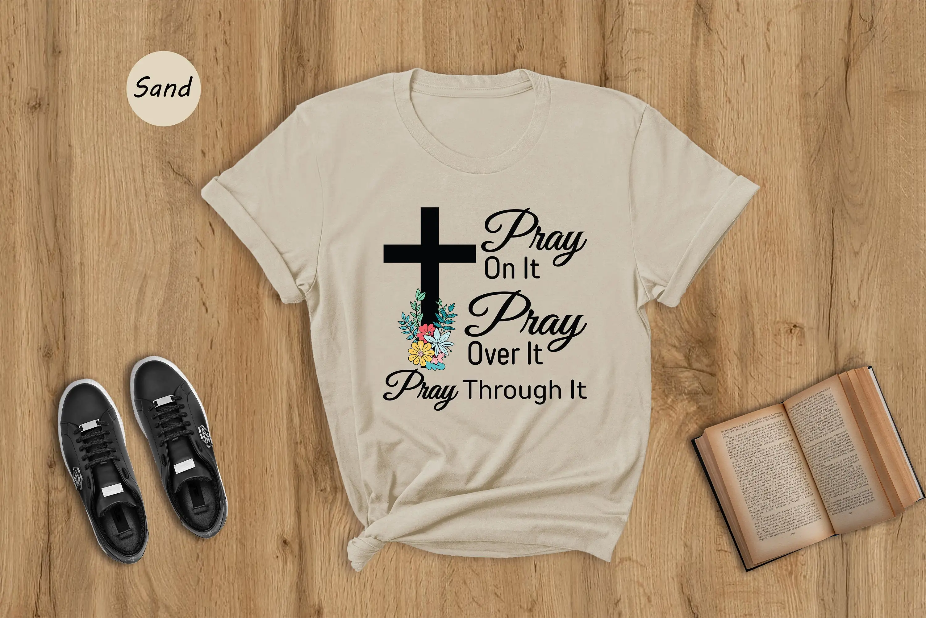 Pray On It Over Through T Shirt Prayer Christian Cross Bible Verse