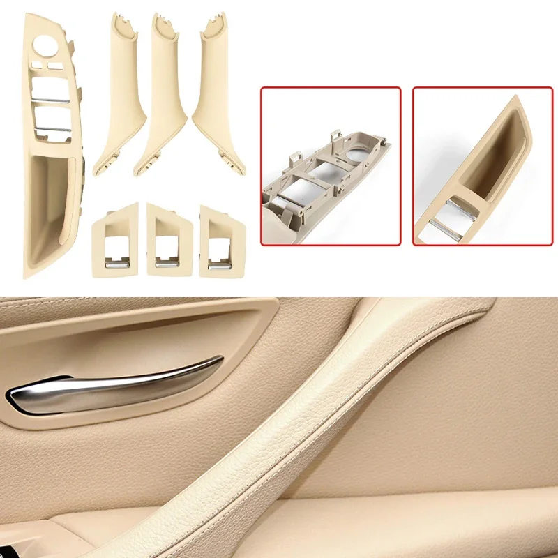 7Pcs/Lot LHD RHD For BMW 5 Series F10 F18 525 530 535 540 2010-2017 Car Interior Inner Door Handle Panel Pull Trim Cover Kit